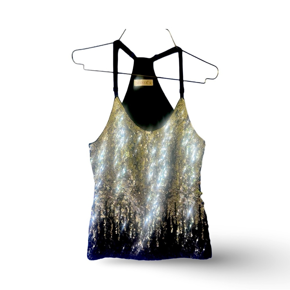 Maner Ombré Sequined Racerback Tank Top